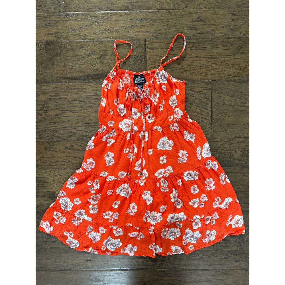 Angie Floral Boho Mini Dress Womens‎ XS Tiered Rayon Sun Dress Smocked Back